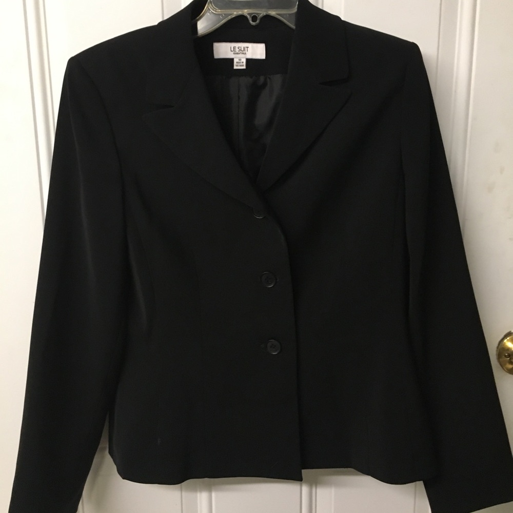 Ladies Black LeSuit Fitted Dress Suit Jacket SZ 10